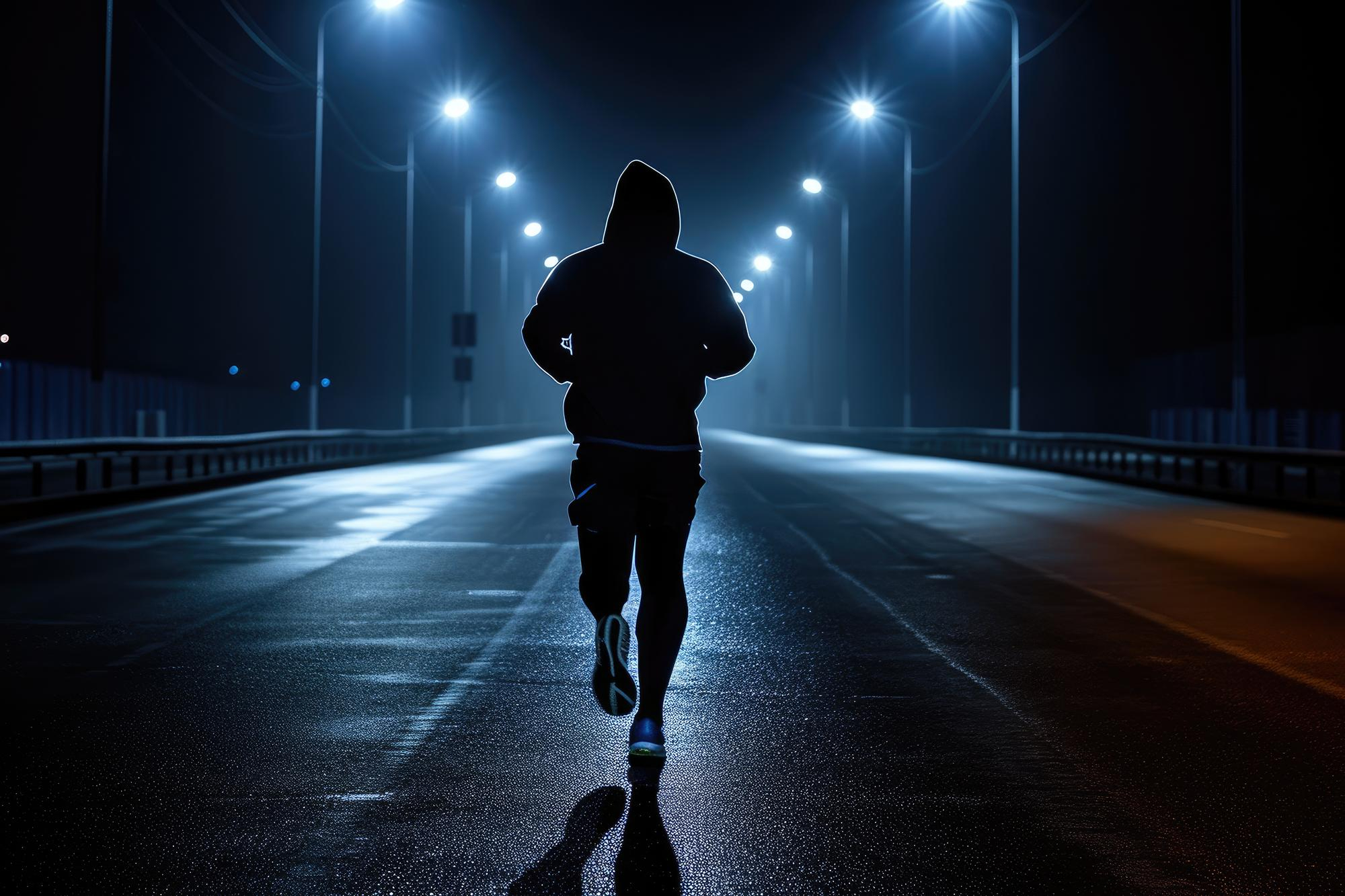 Pessoa praticando exercício físico à noite antes do horário de dormir.